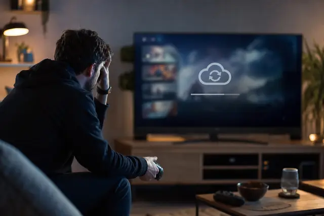 Écran de console de jeu affichant un message de synchronisation de sauvegarde cloud
